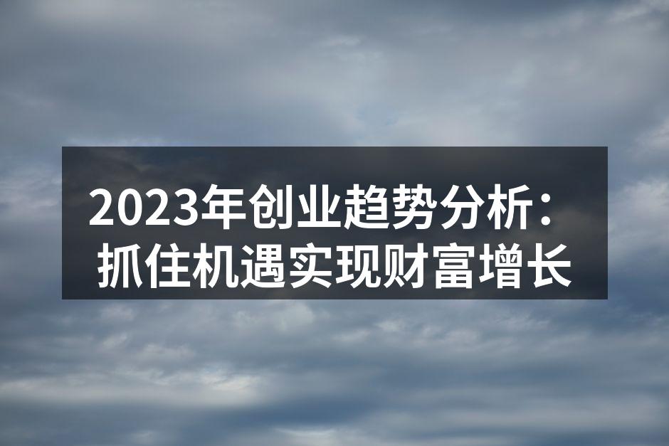 2023年创业趋势分析：抓住机遇实现财富增长