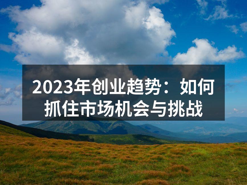 2023年创业趋势：如何抓住市场机会与挑战
